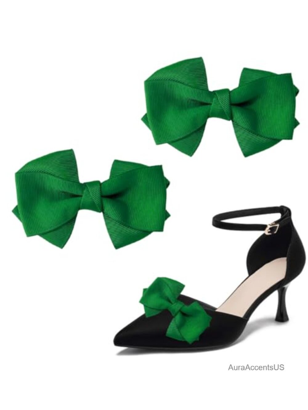 2 Pc Satin Bow Shoe Clips for Women Dress Shoes Removable Charms